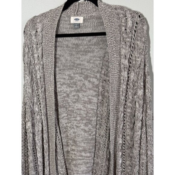 Old Navy Soft Cable Knit Open Cardigan Womens Medium Gray Winter Fall Comfort - Picture 5 of 9